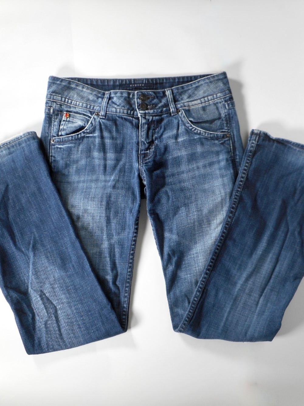 Y2K Hudson 28 Denim Jean W170DHK Bootcut Low-Rise USA Flap Pocket 28x31.5 HEMMED - Picture 6 of 12